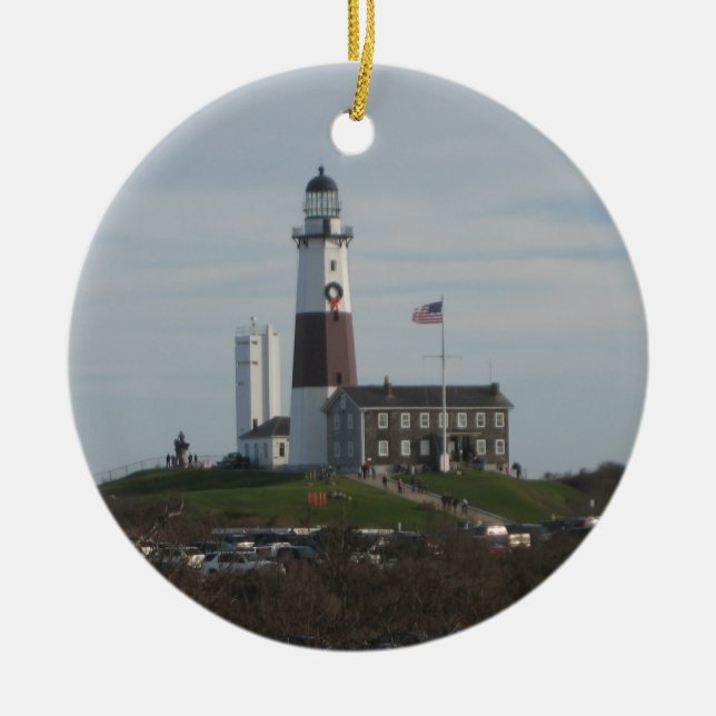 Montauk LIghthouse Holiday Love Ornament (Front)