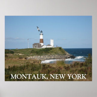 MONTAUK Lighthouse Seagull Love Poster