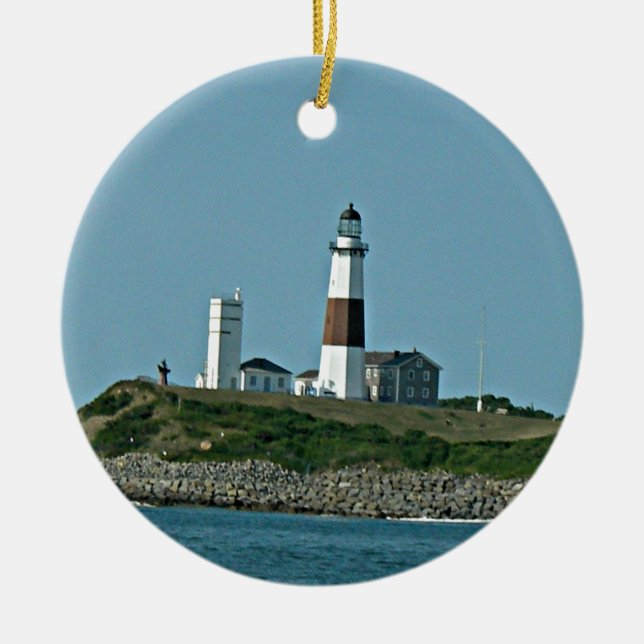 Montauk New York Ceramic Tree Decoration (Front)