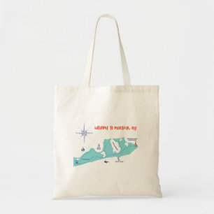 Montauk New York Map Tote Bag Welcome to Montauk