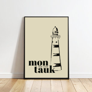 Montauk New York scribbled lighthouse Poster