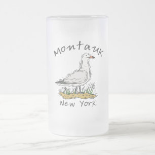 Montauk, NY Frosted Glass Beer Mug