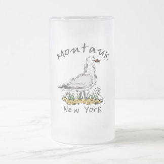 Montauk, NY Frosted Glass Beer Mug
