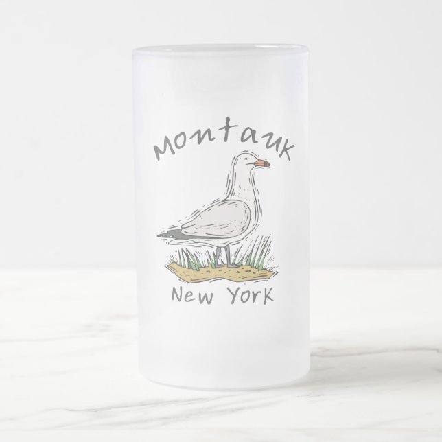 Montauk, NY Frosted Glass Beer Mug (Center)