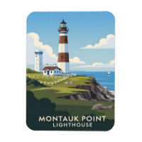 Montauk Point Lighthouse, Coastal Cliff & Sailboat