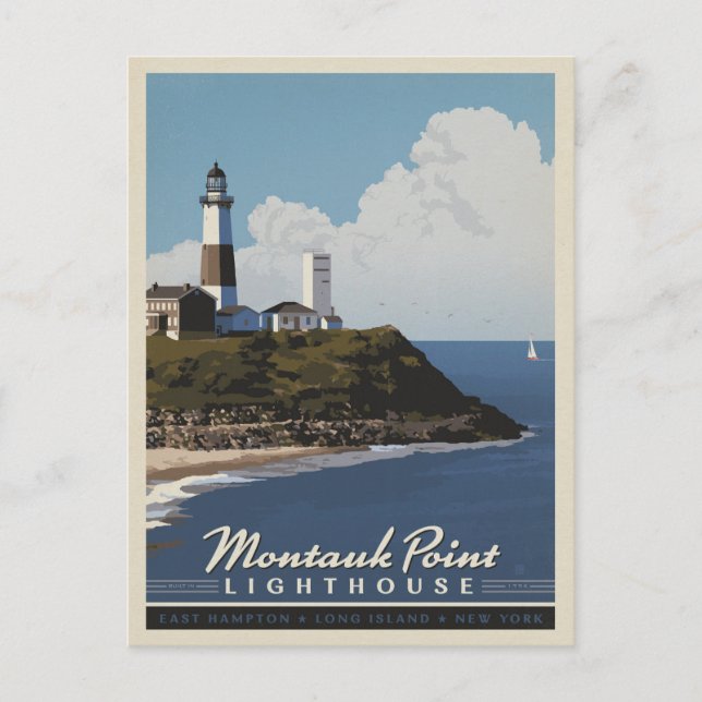 Montauk Point Lighthouse,  LongIsland NY Postcard (Front)
