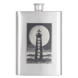 Montauk Point Lighthouse Moon Hip Flask
