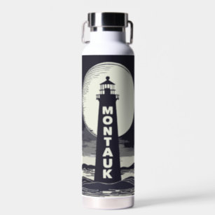 Montauk Point Lighthouse Moon Water Bottle
