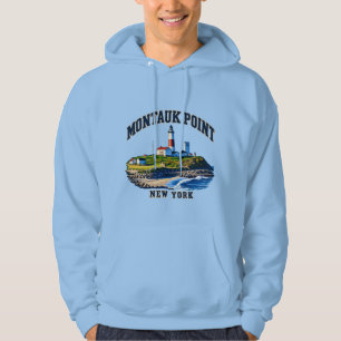 Montauk Point Lighthouse New York Coastal Hoodie