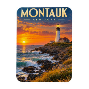 Montauk Point Lighthouse Sunset New York  Magnet