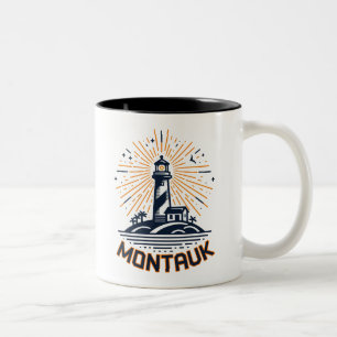 Montauk Point New York Lighthouse Sunrise Two-Tone Coffee Mug