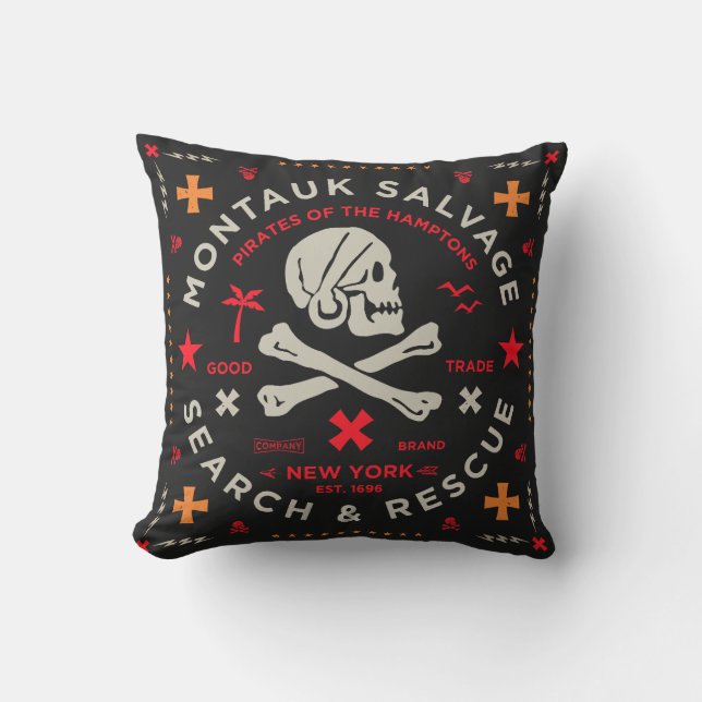 Montauk Salvage Co. Pirate Outdoor Pillow (Front)