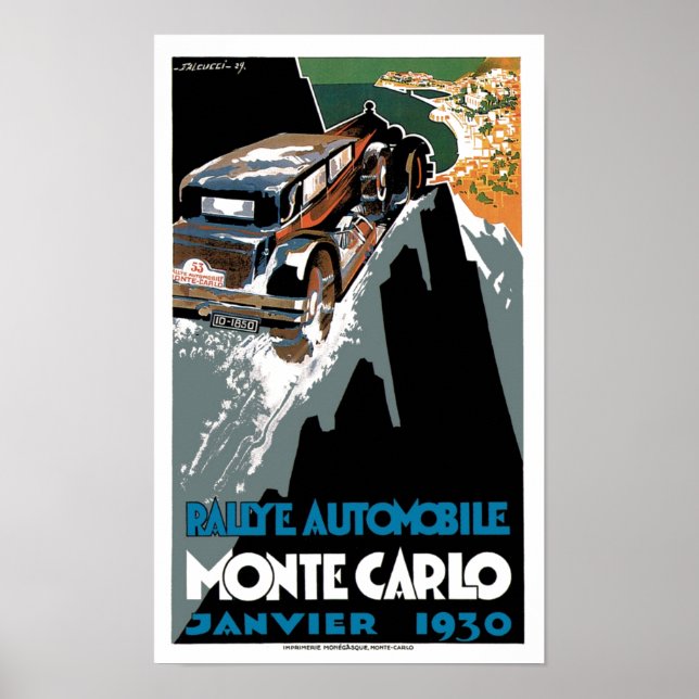 Monte Carlo 1930 Automobile Vintage Ad Art Poster (Front)
