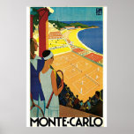 Monte-Carlo Art Deco Tennis Poster<br><div class="desc">Stilish Monte-Carlo poster made by great artist Roger Broders,  in a beautiful Art-Deco style depicts a couple of tennis players looking a tennis court. In front the beach of Monte-carlo. Great for decoration</div>