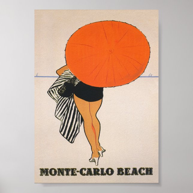Monte Carlo Beach Retro Vintage Travel Poster (Front)