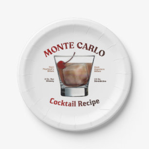 Monte Carlo Cocktail Recipe Art Paper Plate