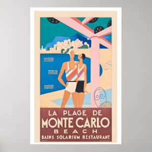 Monte Carlo French Riviera Monaco Vintage Travel Poster
