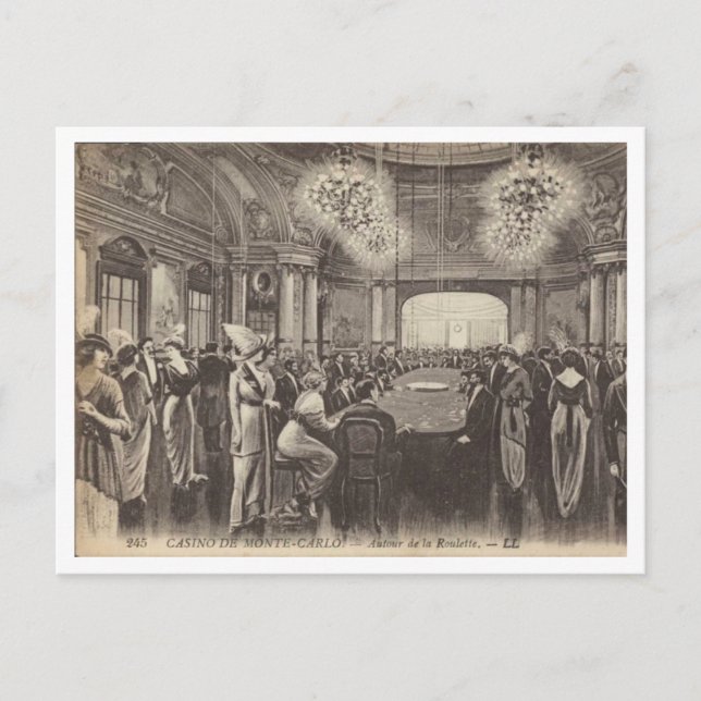 Monte Carlo, Gambling Casino, 1910s Vintage Style Postcard (Front)