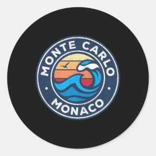 Monte Carlo Monaco Nautical Waves Classic Round Sticker