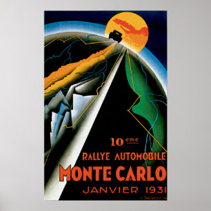 Monte Carlo Monaco Vintage Auto Race Ad Poster