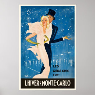 Monte Carlo Monaco Vintage Travel Poster