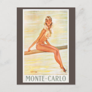 Monte-Carlo Monaco Vintage Travel Poster Restored Postcard