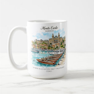 Monte Carlo Monaco Watercolor Yacht Harbour Coffee Mug