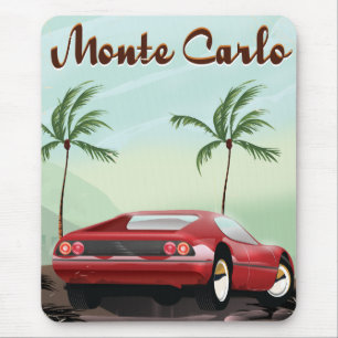 Monte Carlo sports car travel poster Mouse Mat