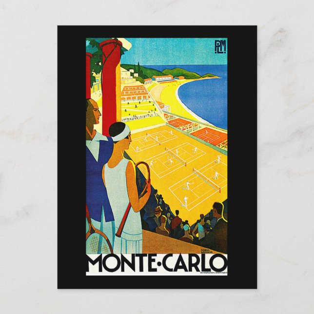 Monte Carlo Vintage Travel Poster Postcard (Front)