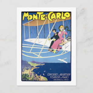 Monte Carlo Vintage Travel Poster Restored Postcard
