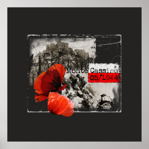 Monte Cassino Battle WW2 Czerwone Maki Poland Poster