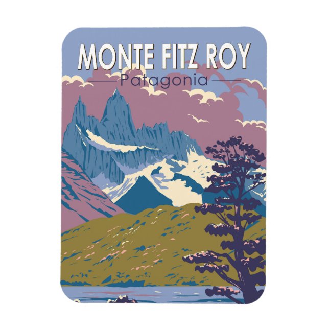 Monte Fitz Roy Patagonia Travel Art Vintage Magnet (Vertical)