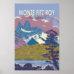 Monte Fitz Roy Patagonia Travel Art Vintage Poster