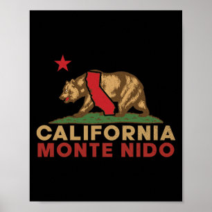 Monte Nido California Vintage Bear Retro State Poster