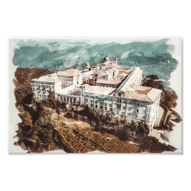 Montecassino Tuscany Italy Historic Monastery Art Photo Print (Front)