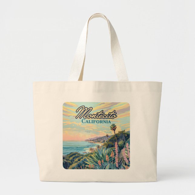 Montecito California Santa Barbara Coastline Large Tote Bag (Front)