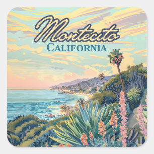 Montecito California Santa Barbara Coastline Square Sticker