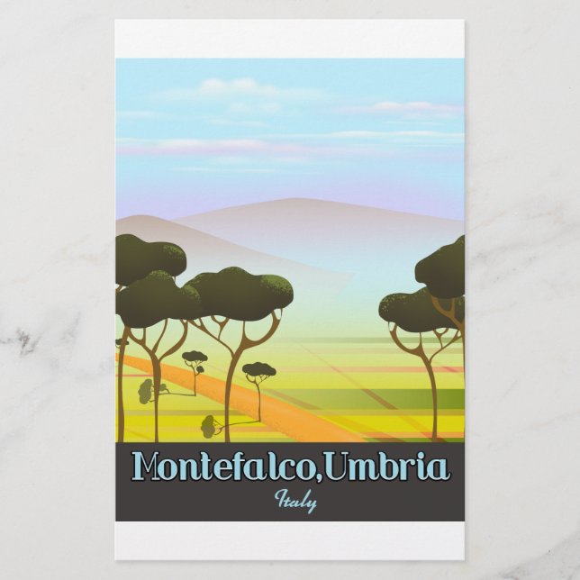 Montefalco, Umbria italy travel poster Stationery (Front)