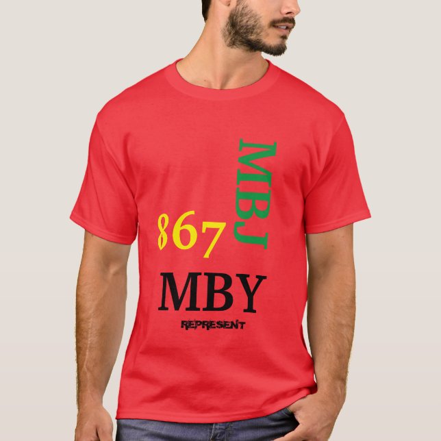 MONTEGO BAY JAMAICA 876 MBJ BLACK GOLD GREEN T-Shirt (Front)