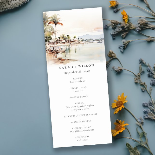 Montego Bay Jamaica Landscape Wedding Program  Invitation (Creator Uploaded)