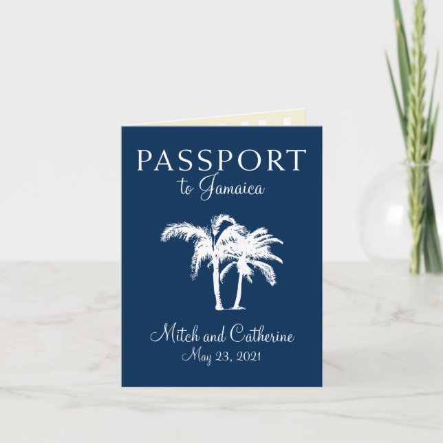 Montego Bay Jamaica Passport Wedding Invitation (Front)