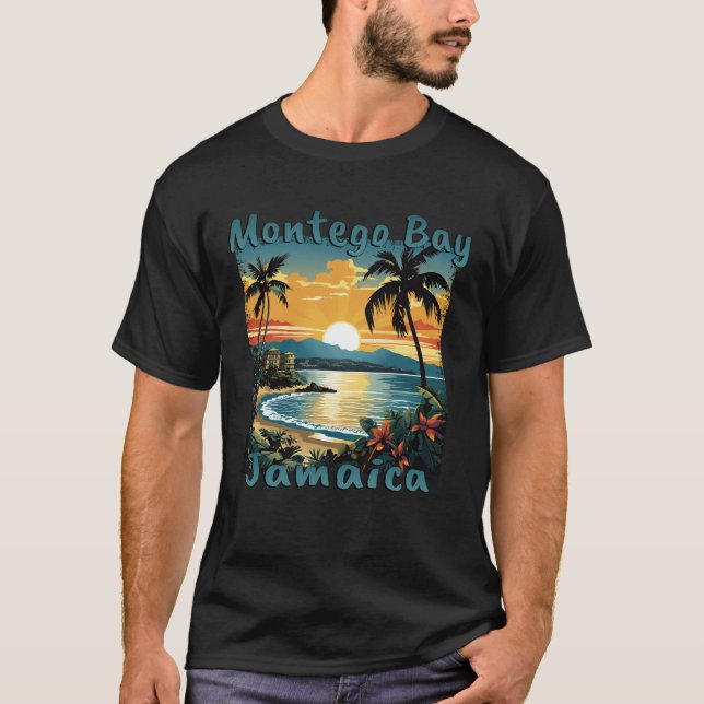 Montego Bay Jamaica - Sunset at Grunge Beach T-Shirt (Front)
