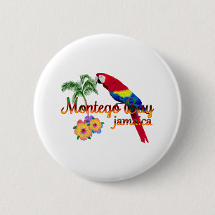 Montego Bay Jamaica Tropical Parrot 6 Cm Round Badge