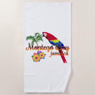 Montego Bay Jamaica Tropical Parrot Beach Towel