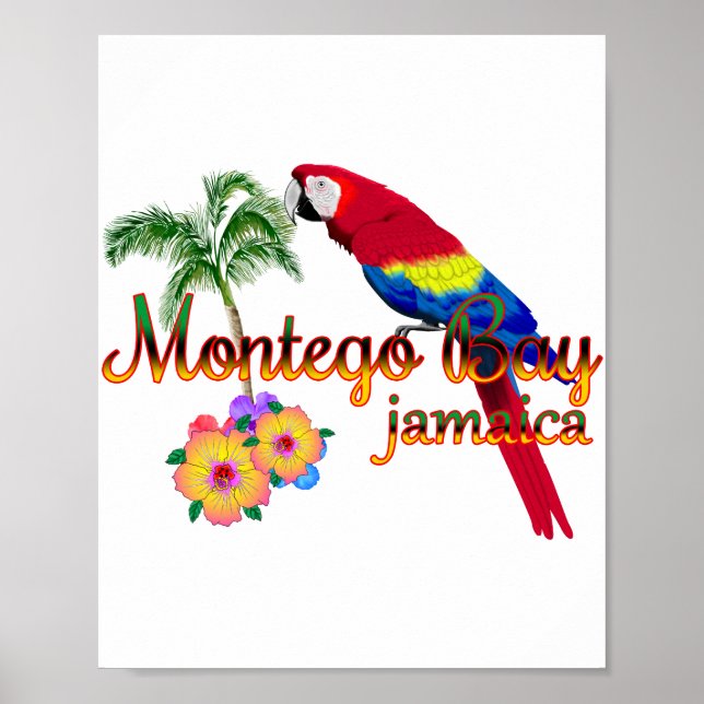 Montego Bay Jamaica Tropical Parrot Poster (Front)