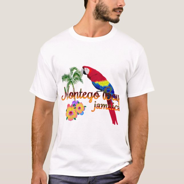 Montego Bay Jamaica Tropical Parrot T-Shirt (Front)