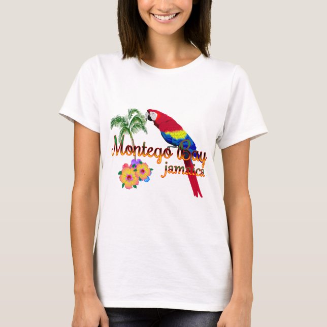 Montego Bay Jamaica Tropical Parrot T-Shirt (Front)