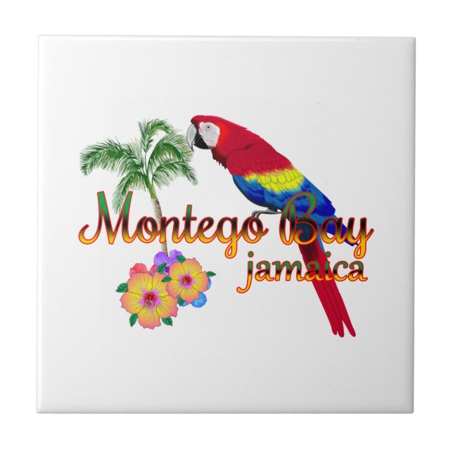 Montego Bay Jamaica Tropical Parrot Tile (Front)
