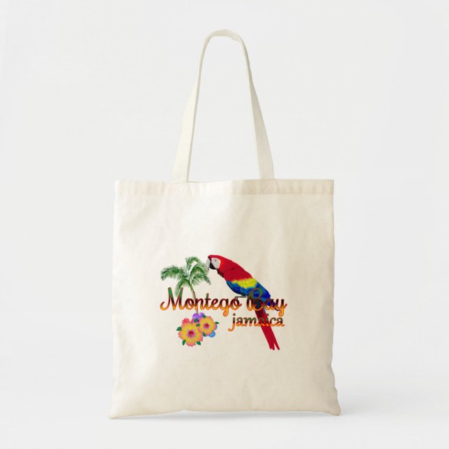 Montego Bay Jamaica Tropical Parrot Tote Bag (Front)