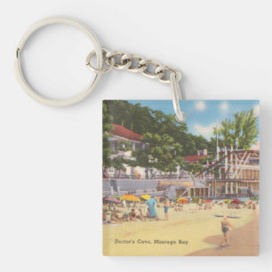 Montego Bay, Jamaica Vintage Photo - Doctor's Cave Key Ring